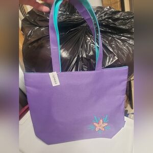 Clinique Purple And Turquoise Tote Bag